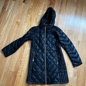 MICHAEL Michael Kors Black Quilted Puffer Coat with Hood